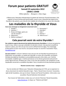 Forum pour patients GRATUIT Les maladies de la thyroïde et Vous