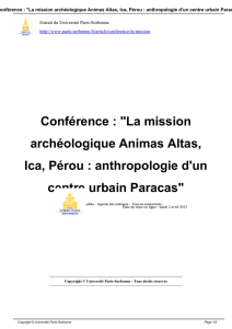 Conférence : "La mission archéologique Animas Altas, Ica, Pérou