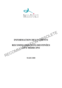 Information des patients 2000 - Recommandations