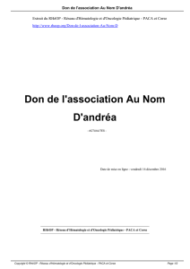 Don de l`association Au Nom D`andréa