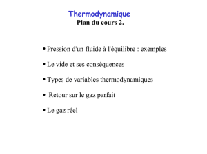 Cours 2 : La pression et le vide. Variables thermodynamiques