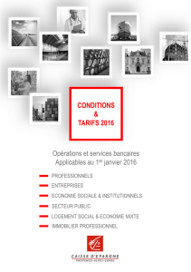 CONDITIONS TARIFS 2016 CONDITIONS