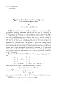 Approximation d`un nombre p-adique par des nombres algébriques