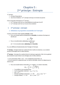 Thermodynamique - Chap5 2nd principe, entropie