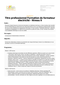 Titre professionnel Formation de formateur électricité – Niveau II