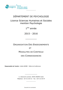 Programme L1 Psycho 2015 - 2016