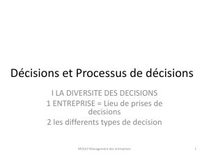 Les Décisions et le processus de décision