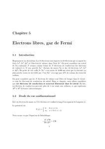 Electrons libres, gaz de Fermi
