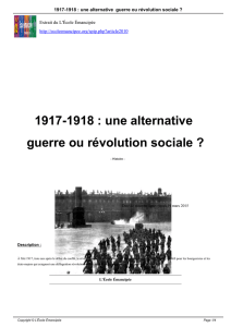 1917-1918 : une alternative guerre ou révolution sociale