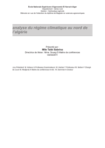 analyse du régime climatique au nord de l`algérie
