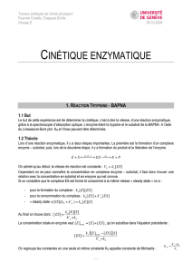 Cinétique enzymatique - ASSO-ETUD
