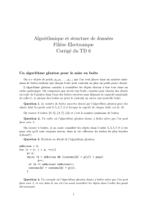 Algorithmique et structure de données Fili`ere Electronique