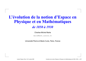 L`évolution de la notion d`Espace en Physique et en Mathématiques