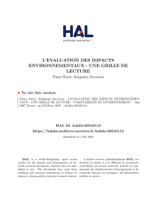 l`evaluation des impacts environnementaux : une grille de - Hal-SHS