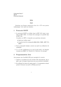 TP3 1 Protocole SMTP 2 Programmation Java