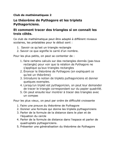 Le théorème de Pythagore et les triplets pythagoréciens