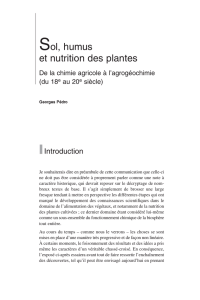Sol, humus et nutrition des plantes : de la chimie agricole à l