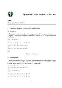 Python (M1) – Des fonctions et des listes