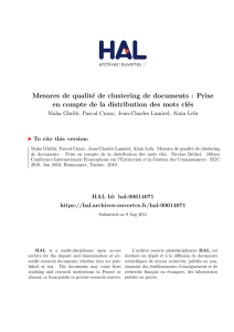Mesures de qualité de clustering de documents : Prise - HAL