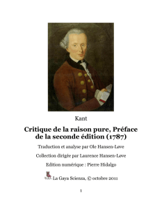 Critique de la raison pure, Préface de la seconde édition (1787)