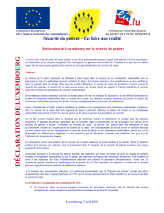 Déclaration de Luxembourg sur la sécurité du patient