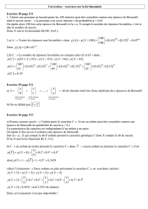 Correction – exercices sur la loi binomiale