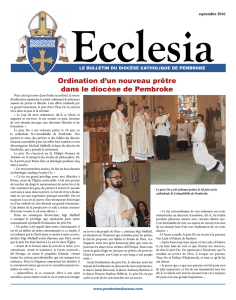 Ordination d`un nouveau prêtre dans le diocèse de Pembroke