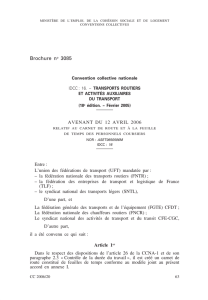 Avenant du 12 avril 2006 relatif au carnet de route et à la feuille