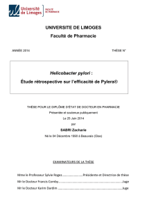 Helicobacter pylori - Service de dépôt et d`indexation de l`Université