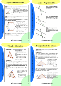Angles : Définitions utiles Angles : Propriétés utiles Triangle