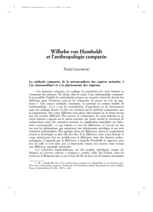 Wilhelm von Humboldt et l`anthropologie comparée