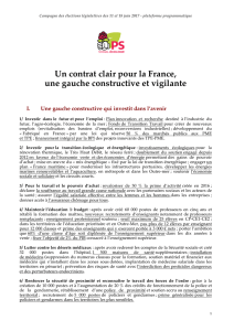 Un contrat clair pour la France, une gauche constructive et vigilante