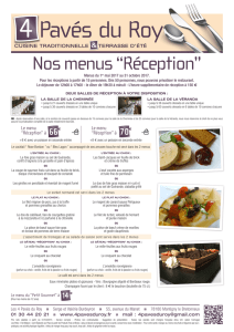 Nos menus “Réception”