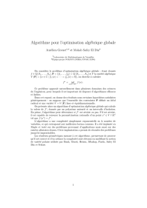 Algorithme pour l`optimisation algébrique globale