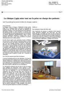 La clinique Capio mise tout sur la prise en charge des patients