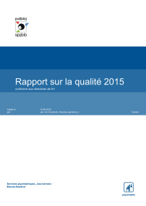 Rapport sur la qualité 2015
