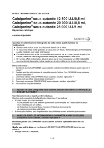 Notice CALCIPARINE SOUS CUTANEE 20 000 UI/0,8 ml