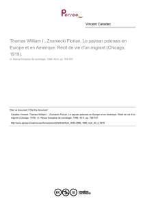 Thomas William I., Znaniecki Florian, Le paysan