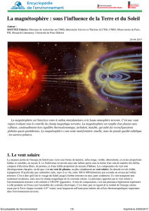 La magnétosphère : sous l`influence de la Terre et du Soleil