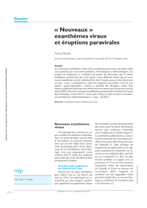 Dossier « Nouveaux » exanthèmes viraux et éruptions paravirales