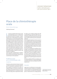 Place de la chimiothérapie orale – Oral chemotherapy