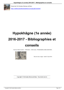 Hypokhâgne (1e année) 2016-2017