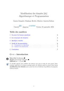 Modélisation des données [dx] Algorithmique et Programmation