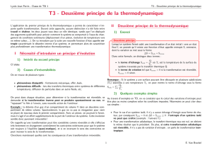 T3 - Deuxième principe de la thermodynamique