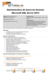 Administration de bases de données Microsoft SQL Server 2014