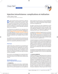 Injection intravitréenne : complications et réalisation