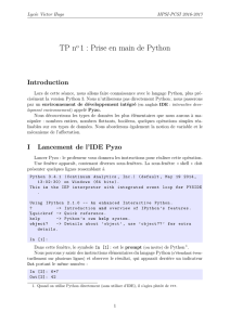 TP no 1 : Prise en main de Python