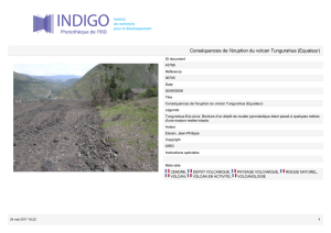 Conséquences de l`éruption du volcan Tungurahua (Equateur)