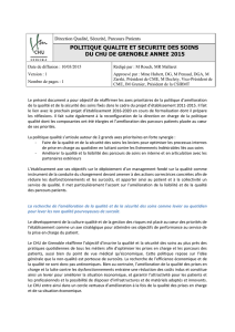 Politique qualité et sécurité des soins du CHU Grenoble Alpes