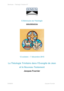 La Théologie Trinitaire dans l`Evangile de Jean et le Nouveau
